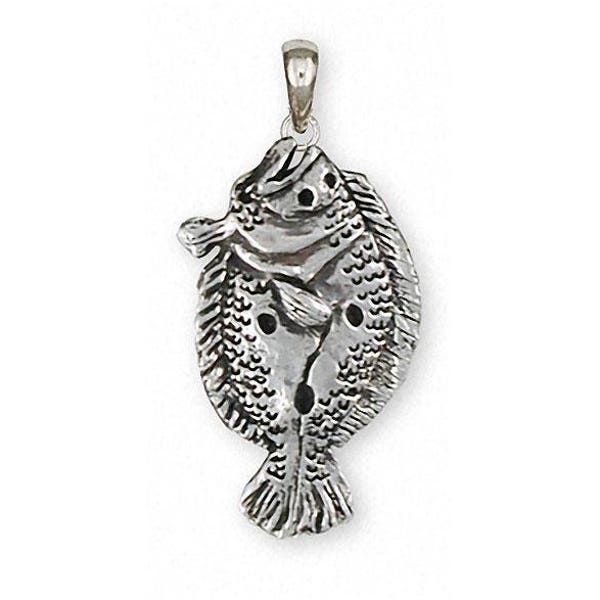 Flounder Pendant Jewelry Sterling Silver Handmade Fish Pendant FE1-P