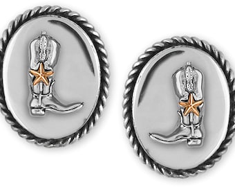 Gemelli da uomo in argento sterling fatti a mano con stivale western 1005-CL