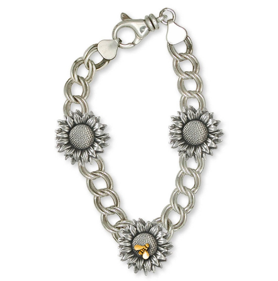 SILVER925 SUNFLOWER BRACELET/シルバー/ブレスレット Sunflower Jewelry Sunflower Bracelet Jewelry Silver and Gold