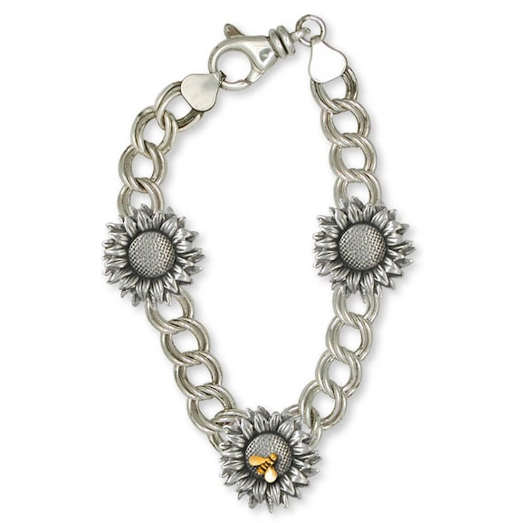 SILVER925 SUNFLOWER MOTIF BRACELET/シルバー Italian Sterling Silver Sunflower Bracelet