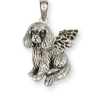 Cavalier King Charles Spaniel Angel Pendant Jewelry Handmade Sterling Silver CV12-AP