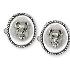 Pit Bull Jewelry Sterling Silver Handmade Pit Bull Cufflinks  PAS42X-CL
