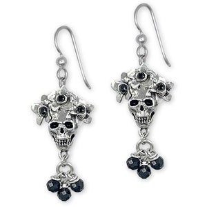 Day Of The Dead Skull Earrings Sterling Silver Handmade Día De Los Muertos Jewelry DOD1-BE