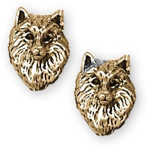 Samoyed Jewelry 14k Yellow Gold Handmade Samoyed Earrings  SM2-EG