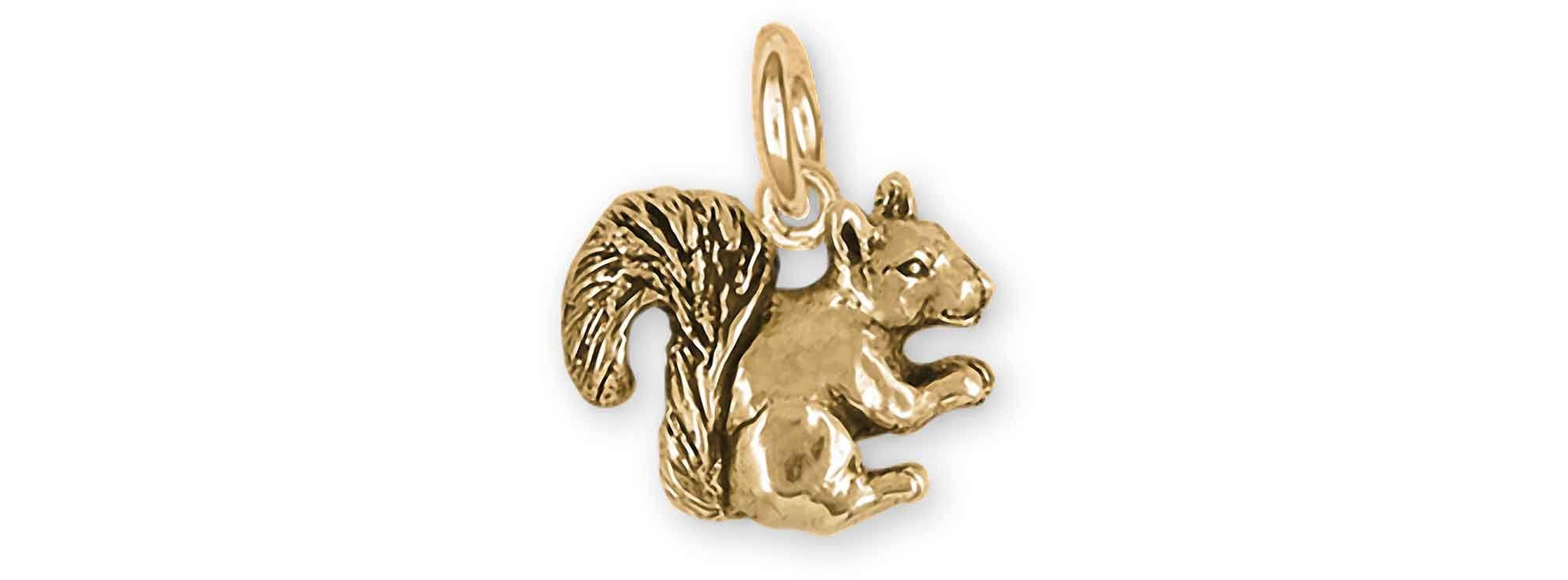 Squirrel Jewelry 14k Yellow Gold Handmade Squirrel Charm  SQ3-CG