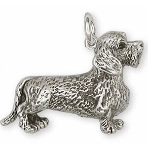 Wire Hair Dachshund Charm Jewelry Sterling Silver Handmade Dog Charm DS2-C