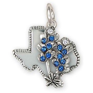 Bluebonnet Jewelry Sterling Silver Handmade Bluebonnet Flower Charm  BBD2XTS-C