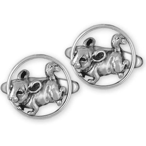 Chinchilla Jewelry Sterling Silver Handmade Chinchilla Cufflinks  CL7-CL