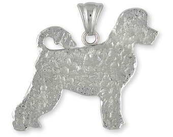 Portuguese Water Dog Jewelry Sterling Silver Handmade Portuguese Water Dog Pendant  PWD5-P