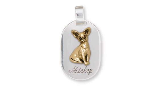 Chihuahua Pendant Jewelry Silver and Gold Handmade Dog Pendant CU9