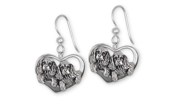Orecchini A Perno In Argento 925 A Forma Di Cane King Charles Spaniel, Gioiello Regalo 10x12 Mm