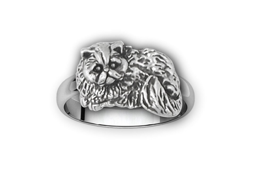 Persian Cat Jewelry Sterling Silver Handmade Persian Cat Ring PS9R Etsy
