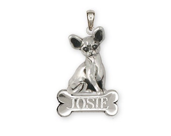 Chihuahua Jewelry Sterling Silver Personalized Pendant Chihuahua Charms And Chihuahua Jewelry CH64-NP