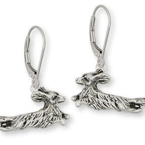 Dachshund Jewelry Long Hair Dachshund Earrings Jewelry Sterling Silver Handmade Dog Earrings LD2-E