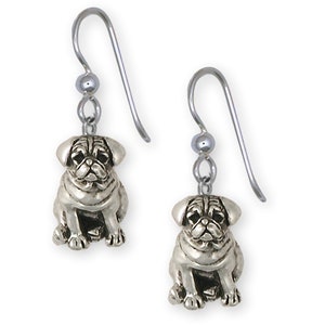 Pug Jewelry Sterling Silver Handmade Pug Earrings  PG241X-E