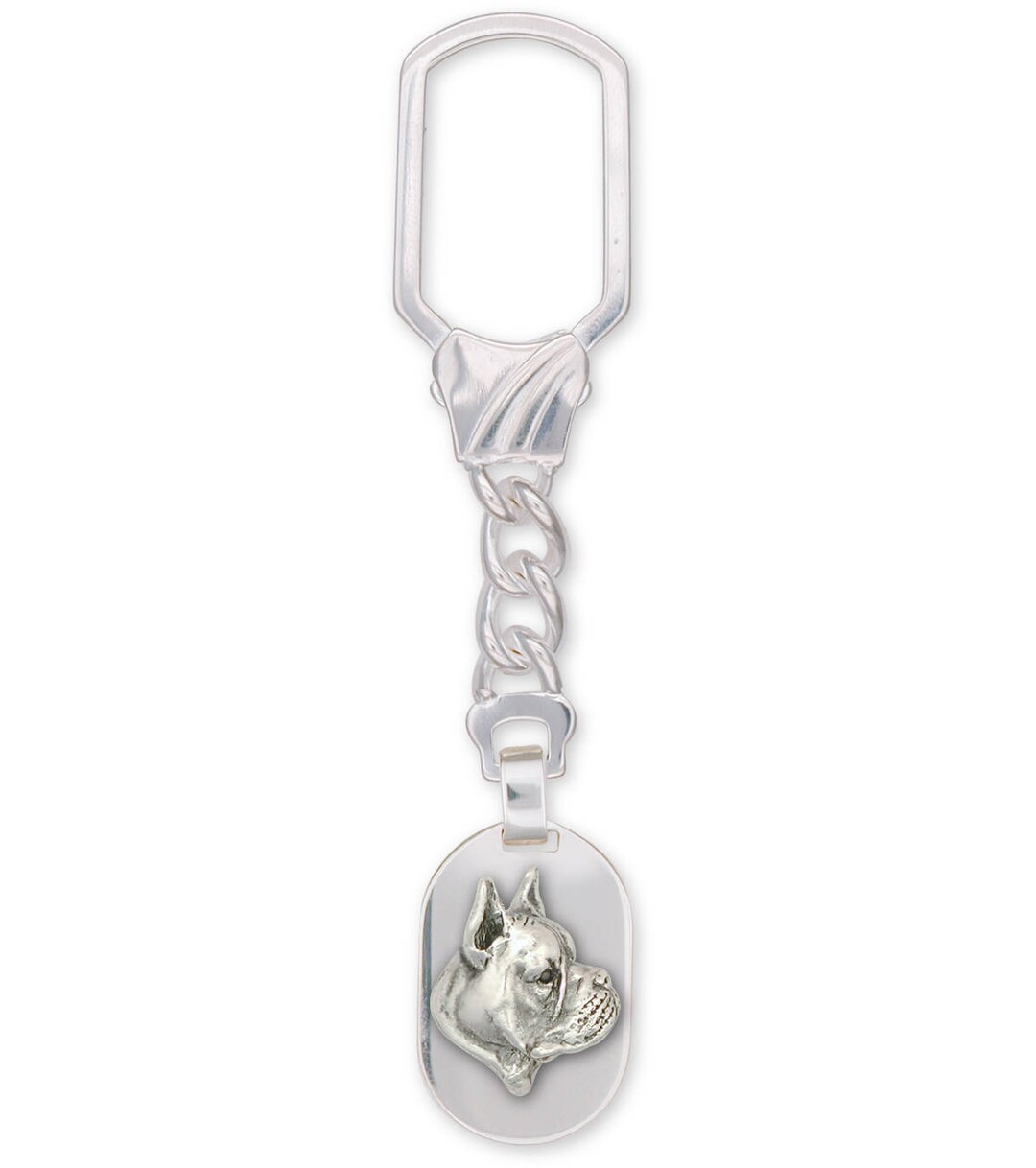 Boxer Jewelry Boxer Key Ring Jewelry Sterling Silver Handmade Dog Key
