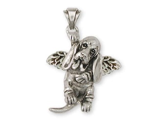 Basset Hound Jewelry Basset Hound Angel Pendant Jewelry Sterling Silver Handmade Dog Pendant BAS8-AP