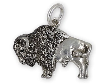 Bison Charm Sterling Silver Handmade Buffalo Charm for Charm Bracelet, Western Bison Jewelry UBS2-C