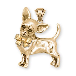 Chihuahua Jewelry 14k Yellow Gold Vermeil Pendant Chihuahua Charms And Chihuahua Jewelry CHW2B-PVM