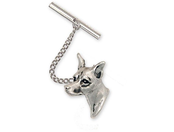 Min Pin Jewelry Sterling Silver Handmade Miniature Pinscher Tie Tack MP10TT