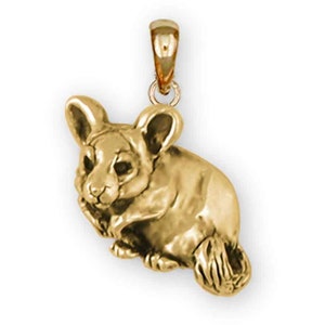Chinchilla Jewelry 14k Gold Handmade Chinchilla Pendant  CL5-PG