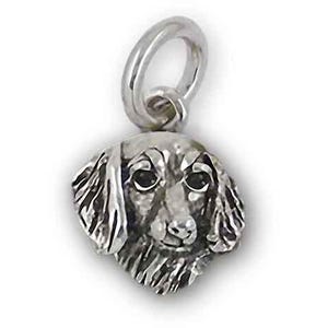 Dachshund Charm Sterling Silver Handmade Long Hair Dachshund Jewelry DA17H-C