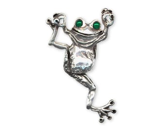 Broche de rana de plata de ley hecho a mano FG1-XBP