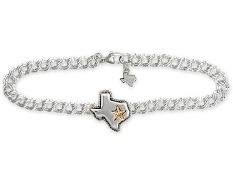 Texas Jewelry State Of Texas Bracelet Jewelry Sterling Silver Handmade Texas Bracelet TX17-B