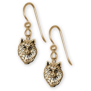 Samoyed Jewelry 14k Gold Vermeil Handmade Samoyed Earrings  SM2-FWVM
