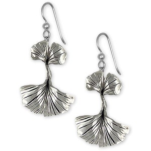 Ginkgo Earrings Sterling Silver Handmade Ginkgo Jewelry GNK23-E