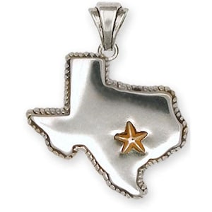 Colgante del estado de Texas, joyería de plata de ley, hecho a mano, colgante de Texas TX22-P