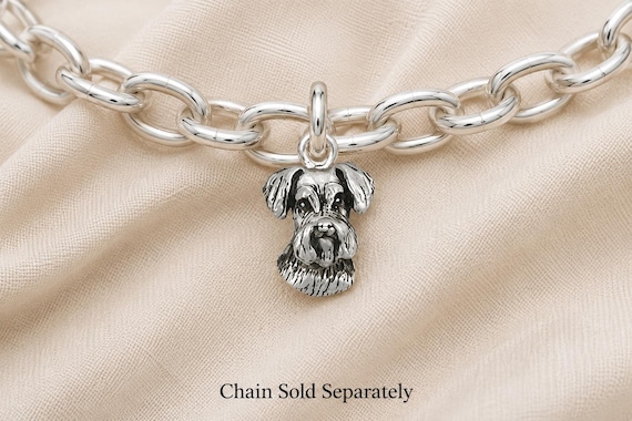 Schnauzer Charm Sterling Silver, Schnauzer Dog Bracelet Charm, Bearded Dog Jewelry, Schnauzer Mom Gift, Pet Memorial Keepsake SZ44H-C