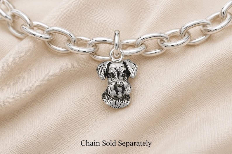 Schnauzer Charm Sterling Silver, Schnauzer Dog Bracelet Charm, Bearded Dog Jewelry, Schnauzer Mom Gift, Pet Memorial Keepsake SZ44H-C image 1