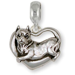 Pit Bull Schmuck Sterling Silber Handmade Pit Bull Charm Slide Diesen Anhänger passt ein Pandora® Slide Armband PAS1-PNS