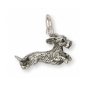 Wire Hair Dachshund Charm Jewelry Sterling Silver Handmade Dog Charm WD5-C