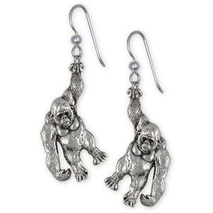 Gorilla Earrings Jewelry Sterling Silver Handmade Gorilla Earrings GO3-E