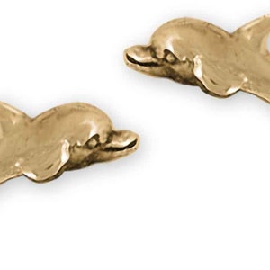 Dolphin Jewelry 14k Yellow Gold Handmade Dolphin Earrings  DPH1N EG