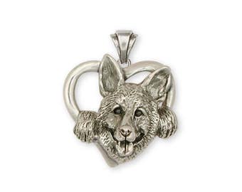 German Shepherd Pendant Jewelry Sterling Silver Handmade Dog Pendant GS11-TP