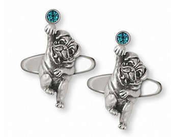Pug Jewelry Sterling Silver Handmade Dog Cufflinks  PG28-SCL