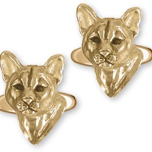 Cougar Jewelry 14k Gold Vermeil Handmade Mountain Lion Cufflinks COU3H-CLVM