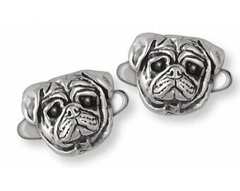 Pug Jewelry Sterling Silver Handmade Dog Cufflinks  DG6-CL