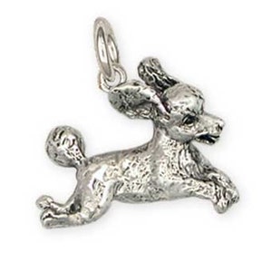 Poodle Jewelry Solid Sterling Silver Playful Poodle Charm Jewelry  PD23-C