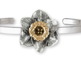 Narzisse Schmuck Silber und 14k Gold Vermeil handgemachte Narzisse Blume Armband DAF3-TNCBvm