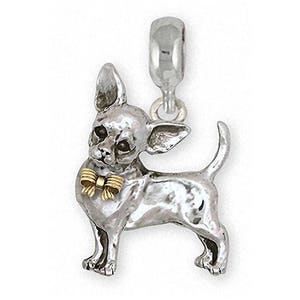 Chihuahua Jewelry Chihuahua Charm Slide Jewelry Silver And 14k Gold Handmade Chihuahua Charm Slide Fits Pandora® Bracelet CHW2X-TNPNS