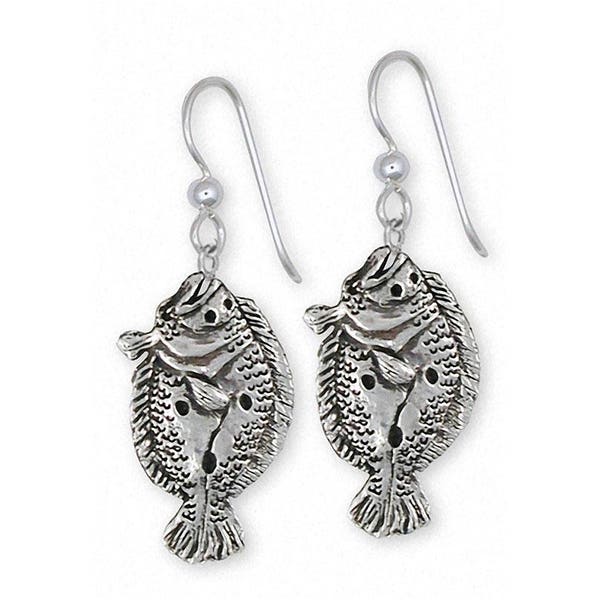 Flounder Earrings Jewelry Sterling Silver Handmade Fish Earrings FE1-E