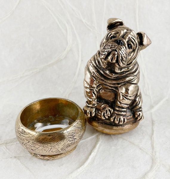 Bulldog Figurine Yellow Bronze Handmade Bulldog Figurine Box BD1