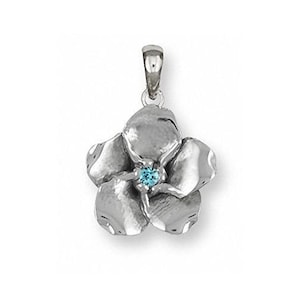 Forget Me Not Jewelry Sterling Silver Handmade Forget Me Not Birthstone Pendant  FMN2-SP