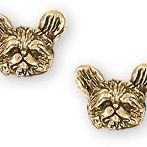Lhasa Apso Jewelry 14k Gold Vermeil Handmade Lhasa Earrings  LSZ33H-EVM