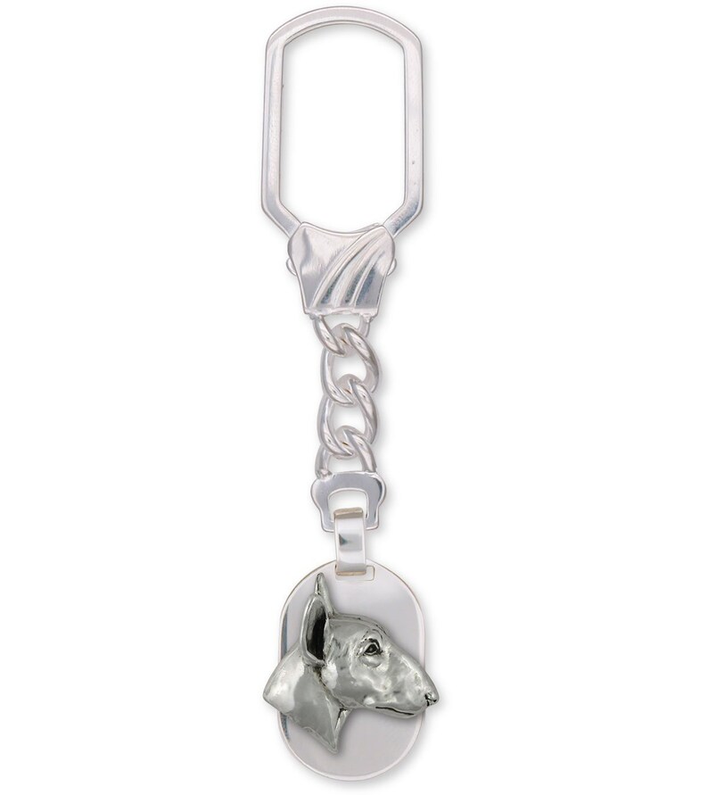 Bull Terrier Jewelry Sterling Silver Handmade Bull Terrier Key Ring BU62X-KRE