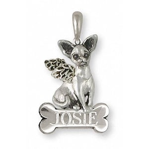 Chihuahua Angel Pendant Jewelry Sterling Silver Handmade Dog Pendant CU9-BNAP